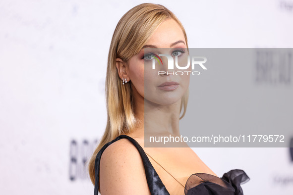 Jennifer Lawrence arrives at the Los Angeles Premiere Of Apple Original Films' 'Bread And Roses' held at the Hammer Museum on November 14, 2...