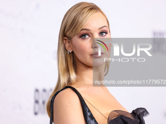 Jennifer Lawrence arrives at the Los Angeles Premiere Of Apple Original Films' 'Bread And Roses' held at the Hammer Museum on November 14, 2...