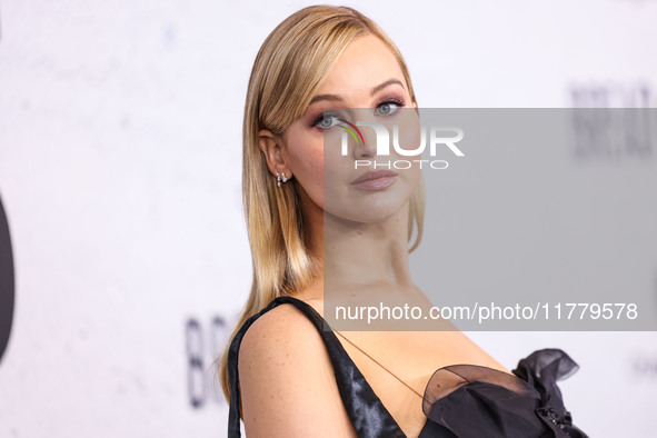 Jennifer Lawrence arrives at the Los Angeles Premiere Of Apple Original Films' 'Bread And Roses' held at the Hammer Museum on November 14, 2...