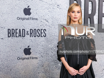 Jennifer Lawrence arrives at the Los Angeles Premiere Of Apple Original Films' 'Bread And Roses' held at the Hammer Museum on November 14, 2...