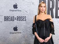 Jennifer Lawrence arrives at the Los Angeles Premiere Of Apple Original Films' 'Bread And Roses' held at the Hammer Museum on November 14, 2...