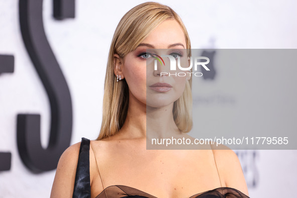 Jennifer Lawrence arrives at the Los Angeles Premiere Of Apple Original Films' 'Bread And Roses' held at the Hammer Museum on November 14, 2...