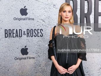 Jennifer Lawrence arrives at the Los Angeles Premiere Of Apple Original Films' 'Bread And Roses' held at the Hammer Museum on November 14, 2...