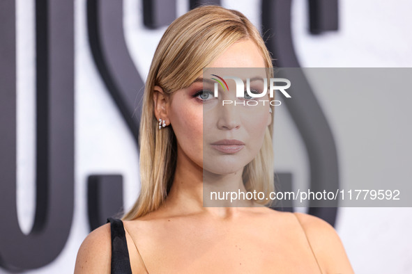 Jennifer Lawrence arrives at the Los Angeles Premiere Of Apple Original Films' 'Bread And Roses' held at the Hammer Museum on November 14, 2...