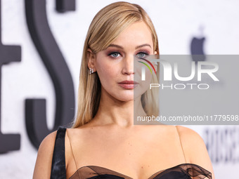 Jennifer Lawrence arrives at the Los Angeles Premiere Of Apple Original Films' 'Bread And Roses' held at the Hammer Museum on November 14, 2...