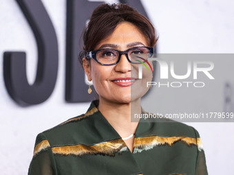 Sahra Mani arrives at the Los Angeles Premiere Of Apple Original Films' 'Bread And Roses' held at the Hammer Museum on November 14, 2024 in...