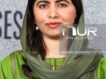 Malala Yousafzai arrives at the Los Angeles Premiere Of Apple Original Films' 'Bread And Roses' held at the Hammer Museum on November 14, 20...