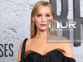 Jennifer Lawrence arrives at the Los Angeles Premiere Of Apple Original Films' 'Bread And Roses' held at the Hammer Museum on November 14, 2...