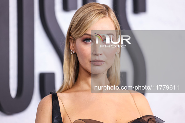 Jennifer Lawrence arrives at the Los Angeles Premiere Of Apple Original Films' 'Bread And Roses' held at the Hammer Museum on November 14, 2...