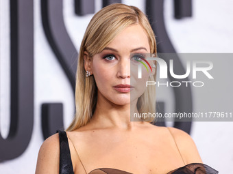 Jennifer Lawrence arrives at the Los Angeles Premiere Of Apple Original Films' 'Bread And Roses' held at the Hammer Museum on November 14, 2...