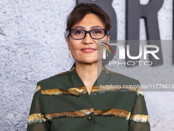 Sahra Mani arrives at the Los Angeles Premiere Of Apple Original Films' 'Bread And Roses' held at the Hammer Museum on November 14, 2024 in...