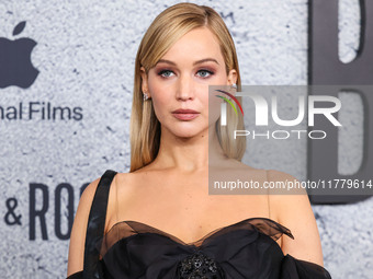 Jennifer Lawrence arrives at the Los Angeles Premiere Of Apple Original Films' 'Bread And Roses' held at the Hammer Museum on November 14, 2...