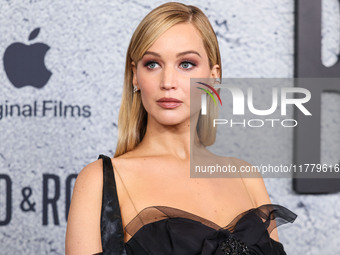 Jennifer Lawrence arrives at the Los Angeles Premiere Of Apple Original Films' 'Bread And Roses' held at the Hammer Museum on November 14, 2...