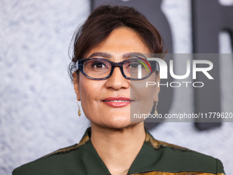 Sahra Mani arrives at the Los Angeles Premiere Of Apple Original Films' 'Bread And Roses' held at the Hammer Museum on November 14, 2024 in...