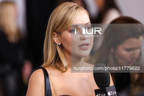 Jennifer Lawrence arrives at the Los Angeles Premiere Of Apple Original Films' 'Bread And Roses' held at the Hammer Museum on November 14, 2...