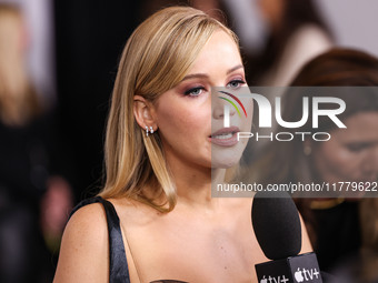 Jennifer Lawrence arrives at the Los Angeles Premiere Of Apple Original Films' 'Bread And Roses' held at the Hammer Museum on November 14, 2...