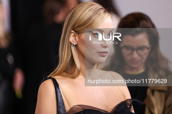 Jennifer Lawrence arrives at the Los Angeles Premiere Of Apple Original Films' 'Bread And Roses' held at the Hammer Museum on November 14, 2...