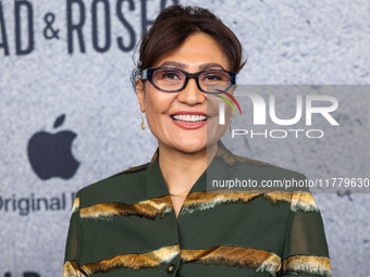 Sahra Mani arrives at the Los Angeles Premiere Of Apple Original Films' 'Bread And Roses' held at the Hammer Museum on November 14, 2024 in...