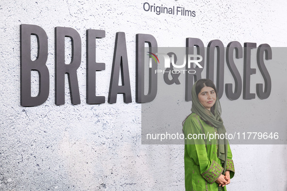 Malala Yousafzai arrives at the Los Angeles Premiere Of Apple Original Films' 'Bread And Roses' held at the Hammer Museum on November 14, 20...