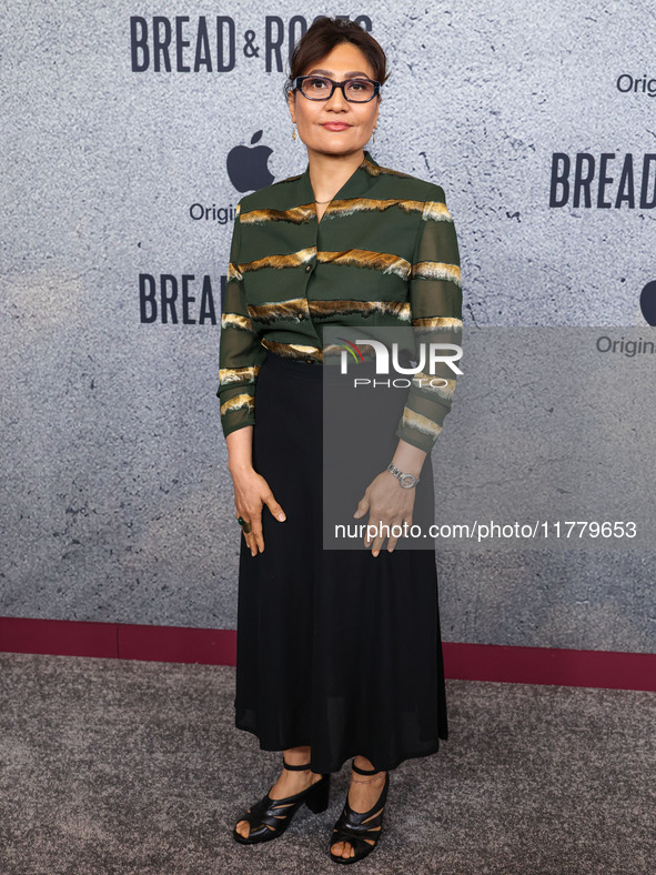 Sahra Mani arrives at the Los Angeles Premiere Of Apple Original Films' 'Bread And Roses' held at the Hammer Museum on November 14, 2024 in...