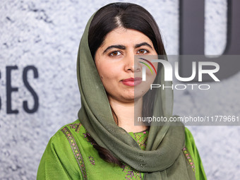 Malala Yousafzai arrives at the Los Angeles Premiere Of Apple Original Films' 'Bread And Roses' held at the Hammer Museum on November 14, 20...