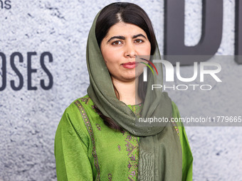 Malala Yousafzai arrives at the Los Angeles Premiere Of Apple Original Films' 'Bread And Roses' held at the Hammer Museum on November 14, 20...