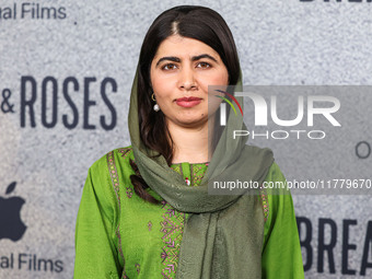 Malala Yousafzai arrives at the Los Angeles Premiere Of Apple Original Films' 'Bread And Roses' held at the Hammer Museum on November 14, 20...