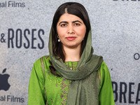 Malala Yousafzai arrives at the Los Angeles Premiere Of Apple Original Films' 'Bread And Roses' held at the Hammer Museum on November 14, 20...