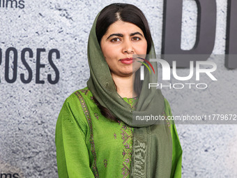 Malala Yousafzai arrives at the Los Angeles Premiere Of Apple Original Films' 'Bread And Roses' held at the Hammer Museum on November 14, 20...