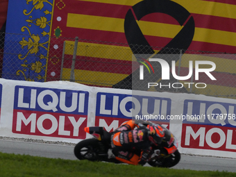 Flag of the Valencian Community in memory of the victims of the floods during the free practice of the Motul Solidarity Grand Prix of Barcel...