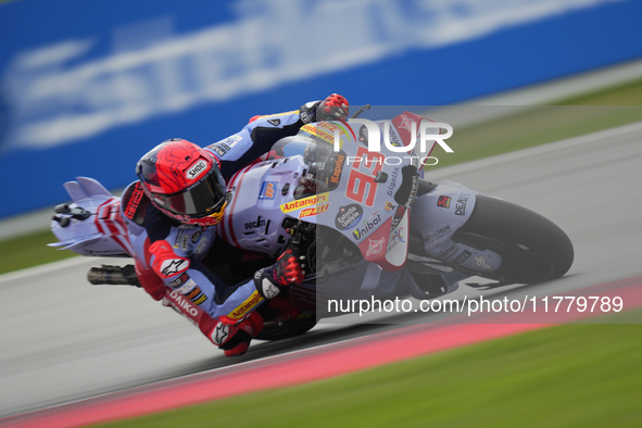 Marc Marquez (93) of Spain and Gresini Racing Moto GP Ducati during the free practice of the Motul Solidarity Grand Prix of Barcelona at Ric...