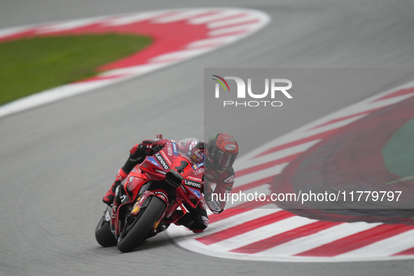 Francesco Pecco Bagnaia (1) of Italy and Ducati Lenovo Team during the free practice of the Motul Solidarity Grand Prix of Barcelona at Rica...