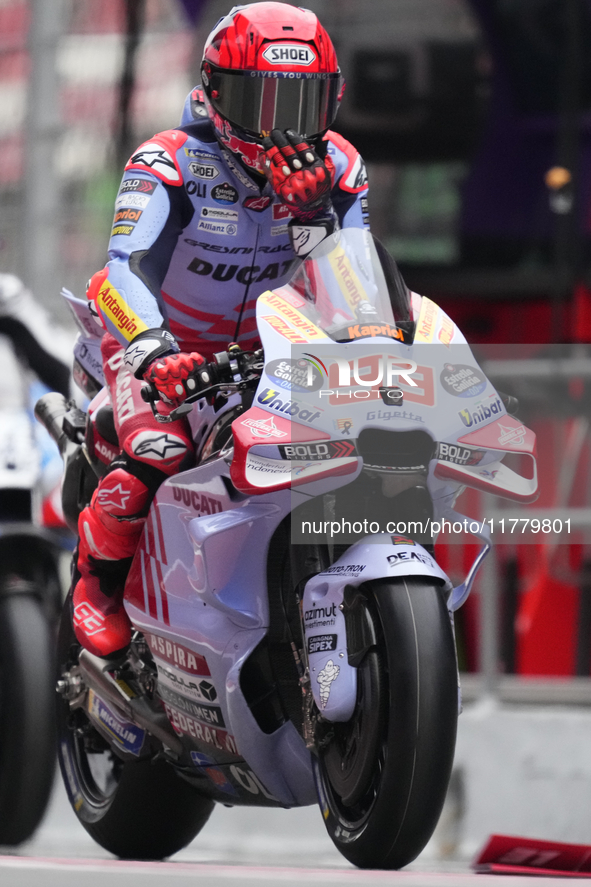 Marc Marquez (93) of Spain and Gresini Racing Moto GP Ducati during the free practice of the Motul Solidarity Grand Prix of Barcelona at Ric...