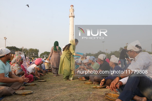 Devotees practice on the occasion of Guru Nanak Jayanti in Kolkata, India, on November 15, 2024. Guru Nanak Jayanti, also known as Gurpurab,...