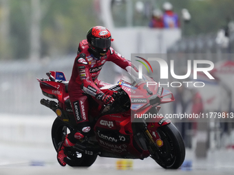 Francesco Pecco Bagnaia (1) of Italy and Ducati Lenovo Team during the free practice of the Motul Solidarity Grand Prix of Barcelona at Rica...