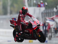 Francesco Pecco Bagnaia (1) of Italy and Ducati Lenovo Team during the free practice of the Motul Solidarity Grand Prix of Barcelona at Rica...