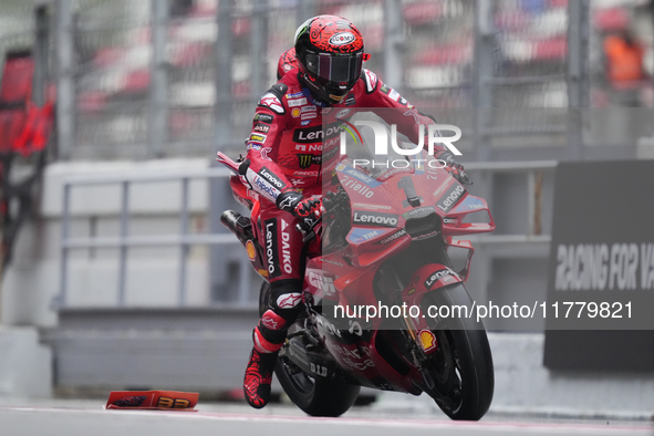 Francesco Pecco Bagnaia (1) of Italy and Ducati Lenovo Team during the free practice of the Motul Solidarity Grand Prix of Barcelona at Rica...