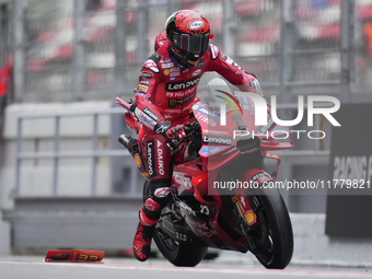 Francesco Pecco Bagnaia (1) of Italy and Ducati Lenovo Team during the free practice of the Motul Solidarity Grand Prix of Barcelona at Rica...