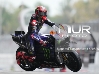 Fabio Quartararo (20) of France and Monster Energy Yamaha Moto GP during the free practice of the Motul Solidarity Grand Prix of Barcelona a...