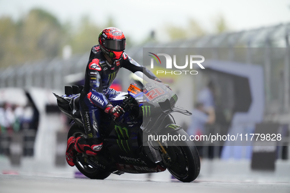 Fabio Quartararo (20) of France and Monster Energy Yamaha Moto GP during the free practice of the Motul Solidarity Grand Prix of Barcelona a...