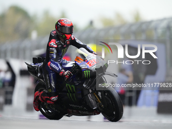 Fabio Quartararo (20) of France and Monster Energy Yamaha Moto GP during the free practice of the Motul Solidarity Grand Prix of Barcelona a...