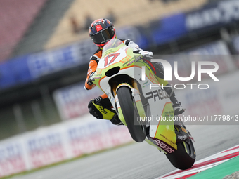 David Munoz (17) of Spain and Preicanos Racing Team Kalex during the free practice of the Motul Solidarity Grand Prix of Barcelona at Ricard...