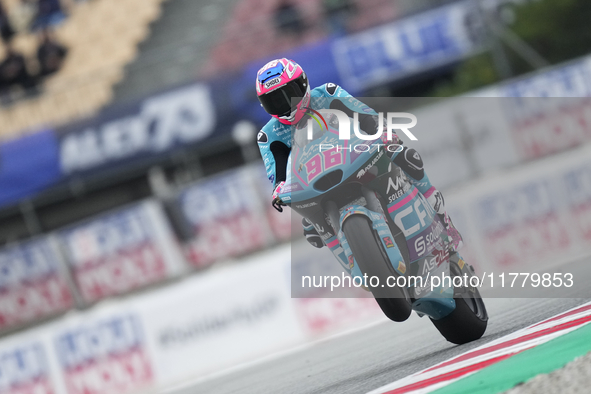 Jake Dixon (96) of Great Britain and Cfmoto Inde Aspar Team Kalex during the free practice of the Motul Solidarity Grand Prix of Barcelona a...