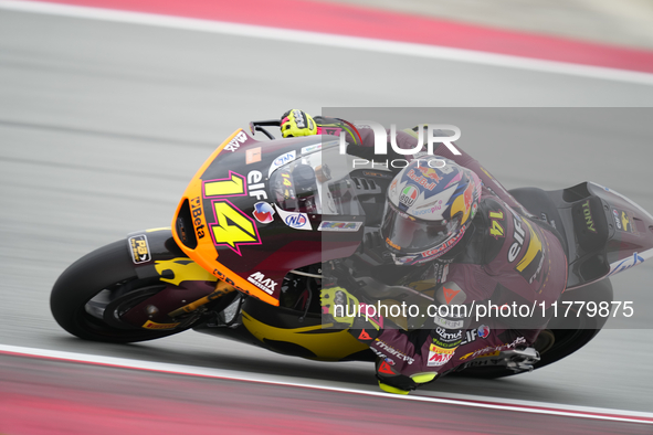 Tony Arbolino (14) of Italy and Elf Marc Vds Racing Team Kalex during the free practice of the Motul Solidarity Grand Prix of Barcelona at R...