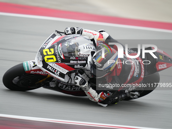 Xavi Cardelus (20) of andorra and Fantic Racing Kalex during the free practice of the Motul Solidarity Grand Prix of Barcelona at Ricardo To...