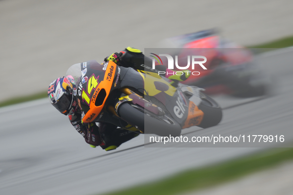 Tony Arbolino (14) of Italy and Elf Marc Vds Racing Team Kalex during the free practice of the Motul Solidarity Grand Prix of Barcelona at R...