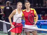 Magda Linette , Sara Sorribes Tormo  during Billie Jean King Cup Finals match Spain vs Poland in Malaga Spain on 15 November 2024. (