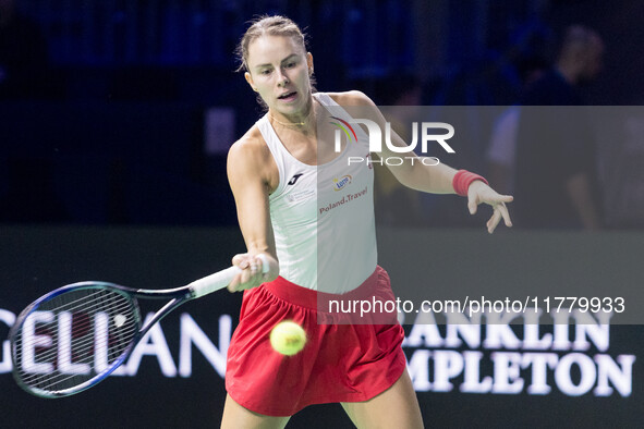 Dawid Celt , Magda Linette  during Billie Jean King Cup Finals match Spain vs Poland in Malaga Spain on 15 November 2024. 