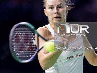 Dawid Celt , Magda Linette  during Billie Jean King Cup Finals match Spain vs Poland in Malaga Spain on 15 November 2024. (