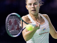 Dawid Celt , Magda Linette  during Billie Jean King Cup Finals match Spain vs Poland in Malaga Spain on 15 November 2024. (